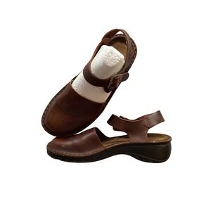 NAOT Leather Mary Jane Block Heel Sandals Brown Women's Size 39